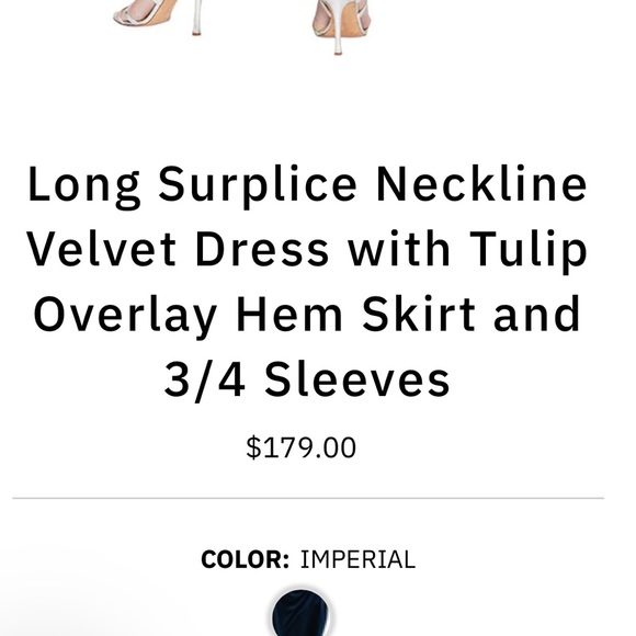 Alex Evenings Long Surplice Neckline Velvet Dress with Tulip Overlay Hem Skirt - Picture 3 of 7